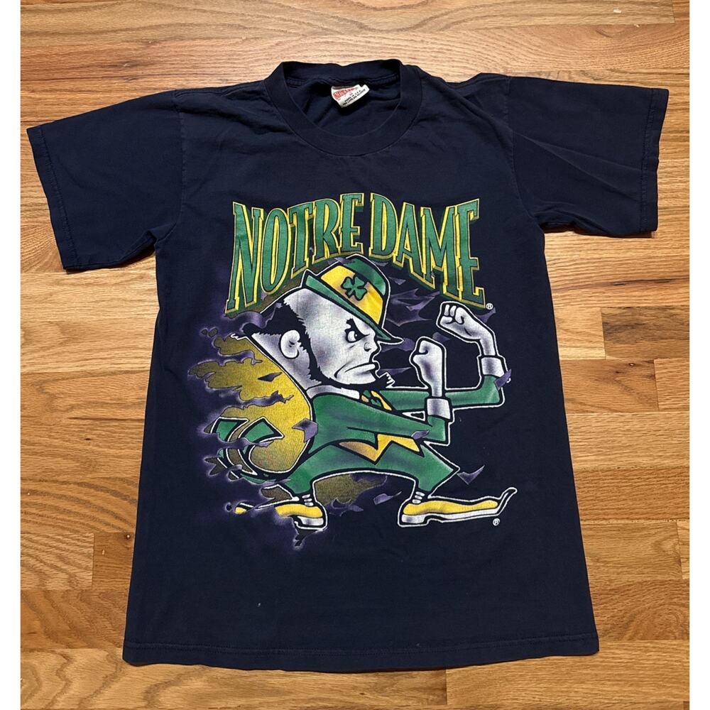 Vintage Notre Dame Fighting Irish AOP 90s Nutmeg Shirt Size Medium